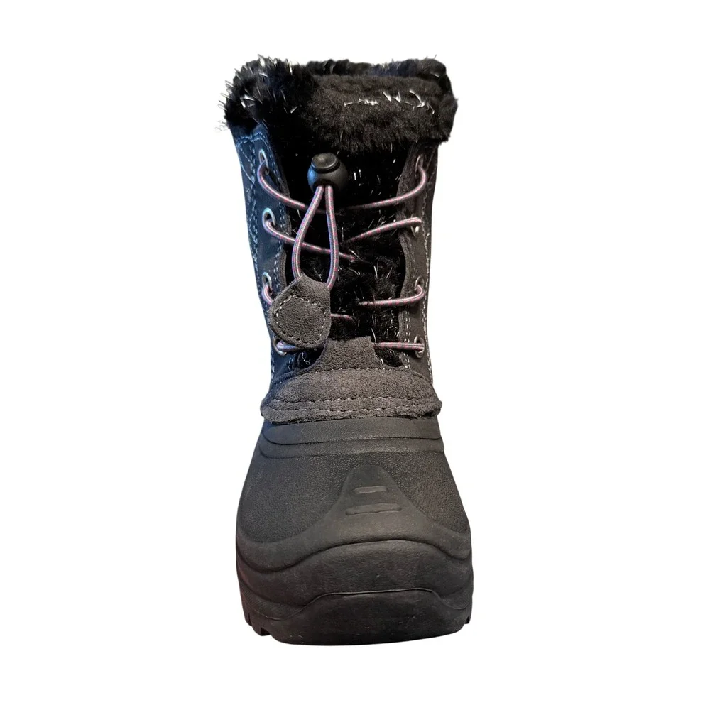 Totes Harper Mid Girls Waterproof Winter Boots Grey Pink Faux Fur Size 13 NEW